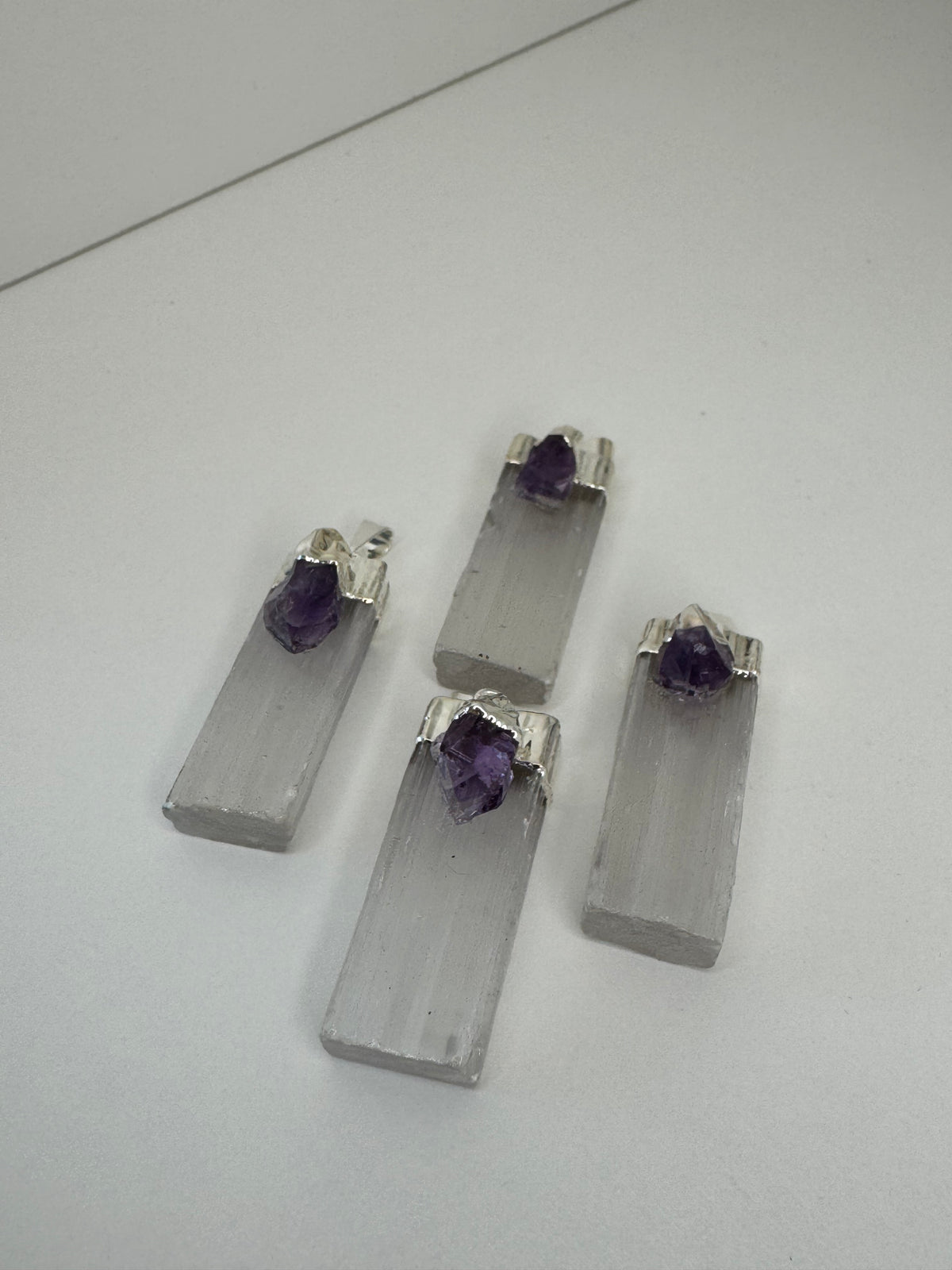 Selenite and Amethyst Pendant