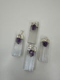 Selenite and Amethyst Pendant