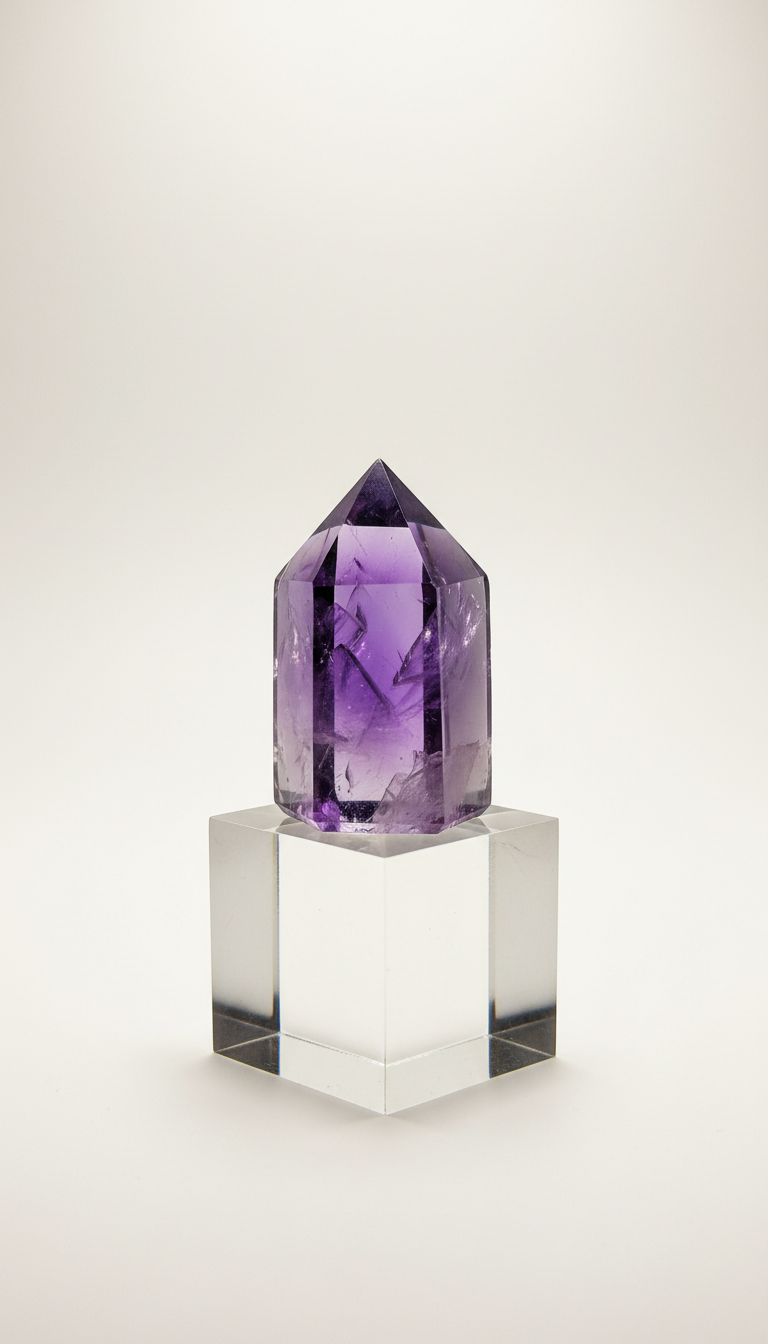 Polished Amethyst Point on Acrylic Plinth