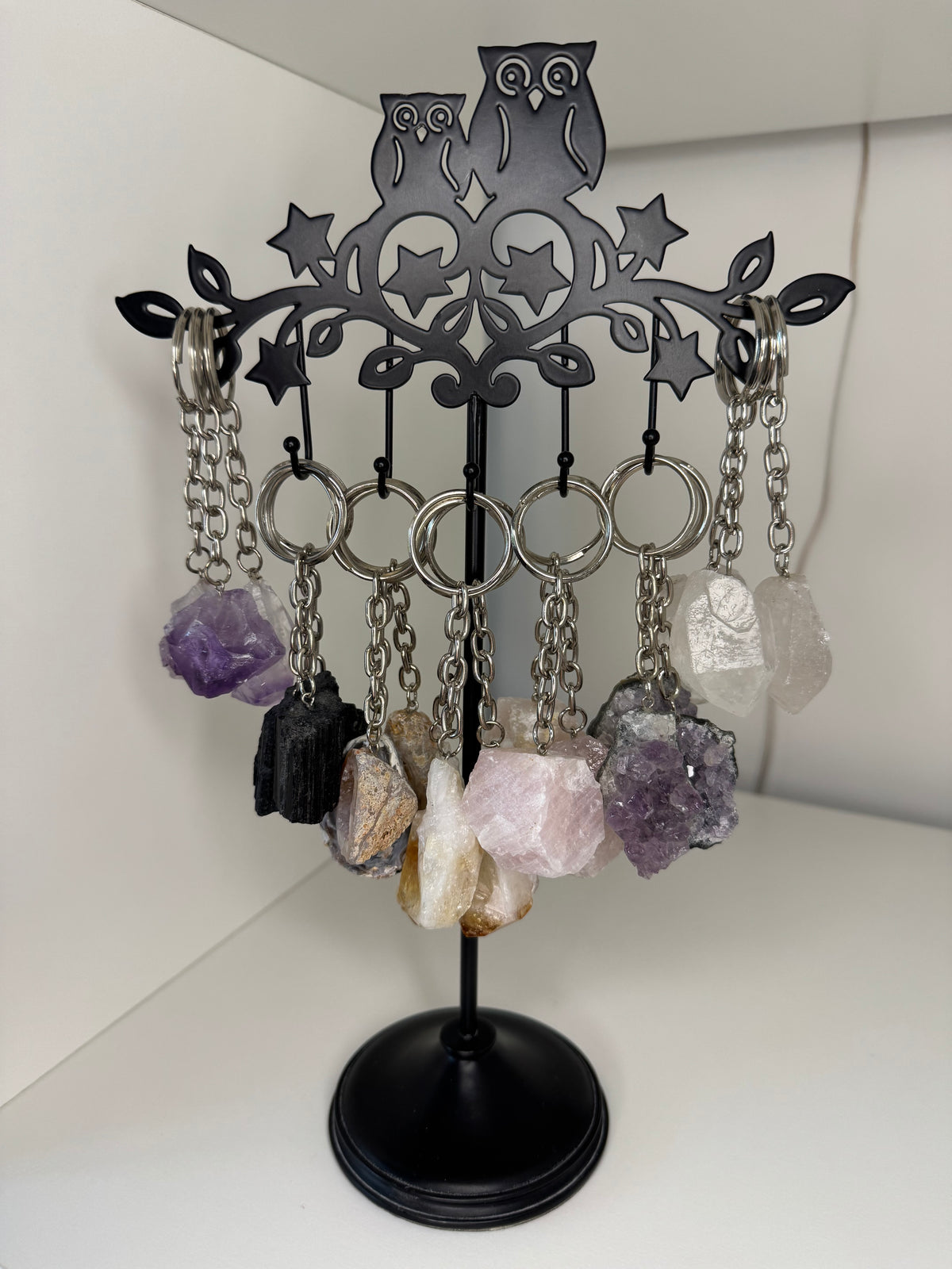 Mixed raw/rough crystals Keyring (1pc)