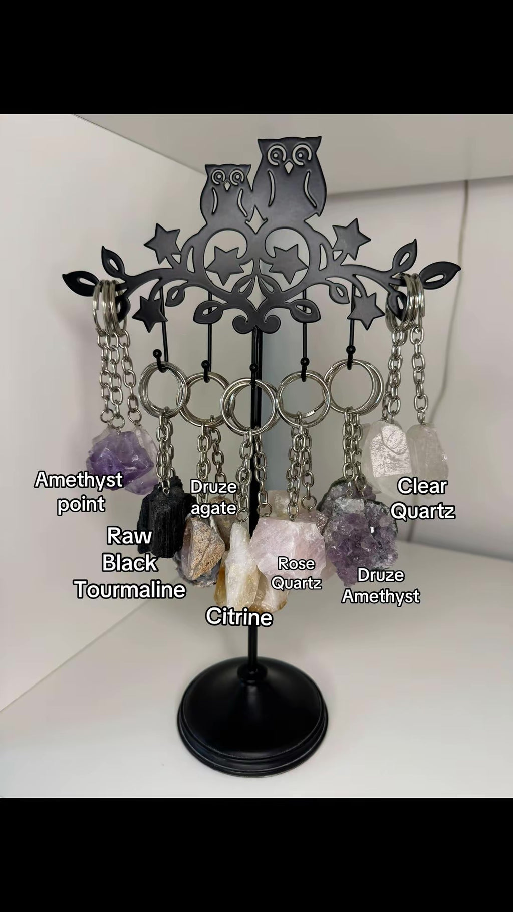 Mixed raw/rough crystals Keyring (1pc)