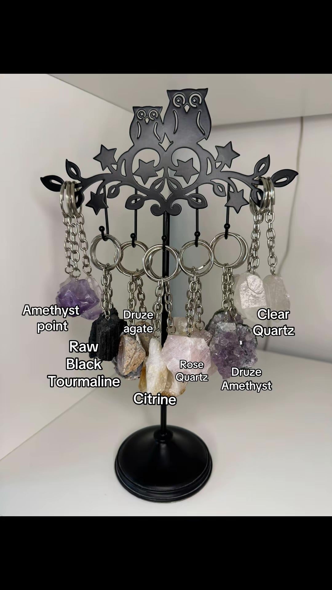 Mixed raw/rough crystals Keyring (1pc)