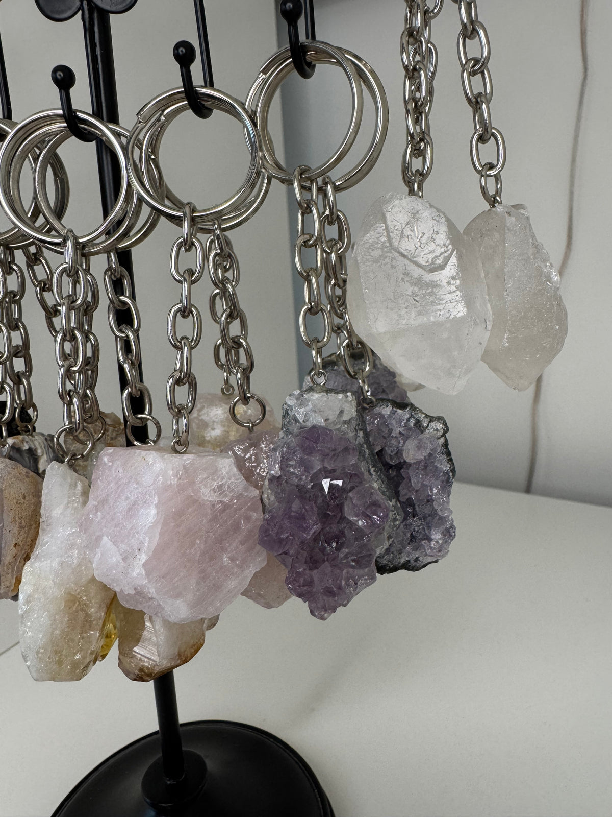 Mixed raw/rough crystals Keyring (1pc)